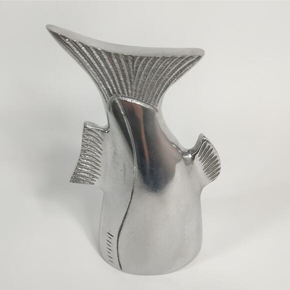 Silver Fish Tail Bell Aluminum Metal Decor Lake House Fishing Cabin Coastal Sea - Picture 6 of 8